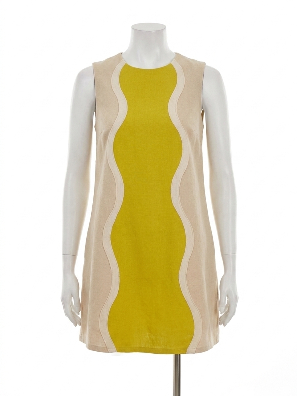NEW STRUT & BOLT wavy contrast color block mini dress in taupe